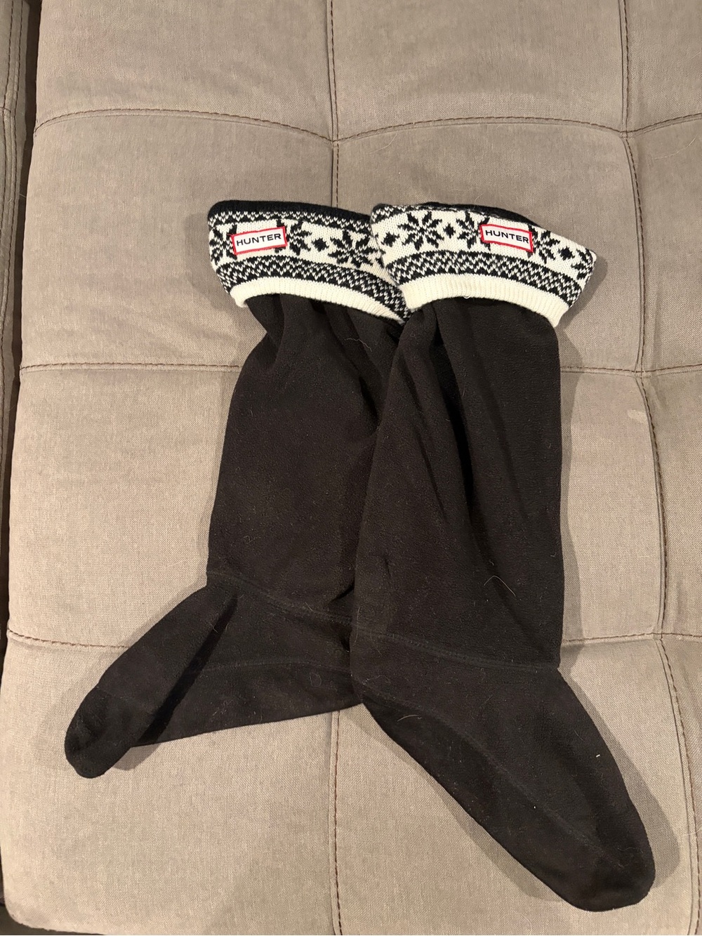 Hunter Black Socks with Fair Isle Cuff